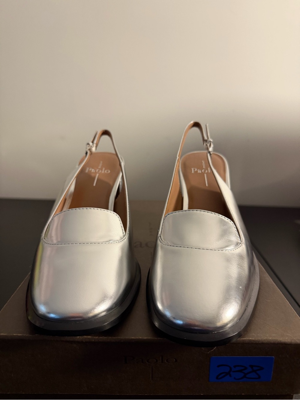 Paolo Metallic Silver Slingback Loafers